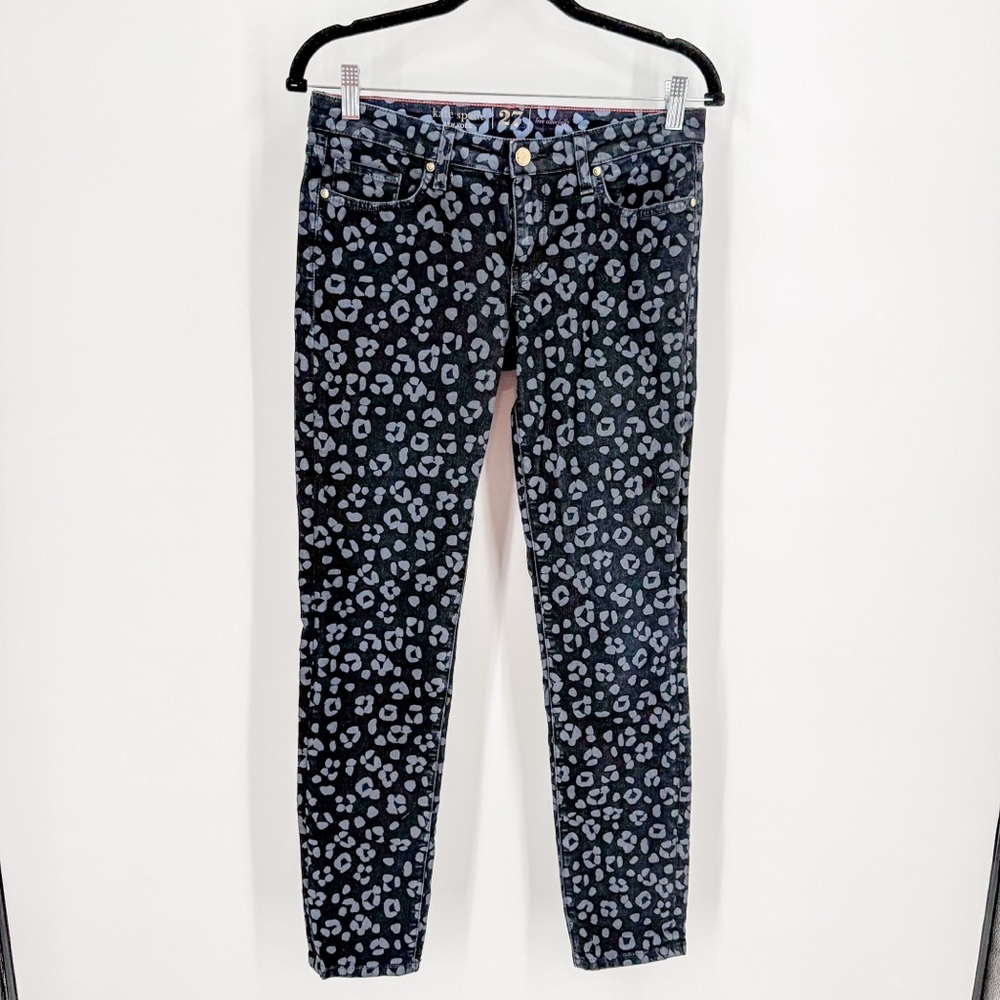 Kate Spade Black and Gray Leopard Print Skinny Pants